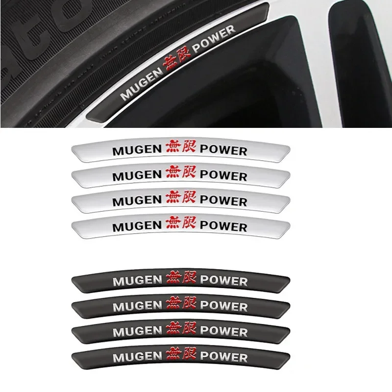 4Pcs Aluminium Mugen Power Car Wheel Rim Stickers Emblem Badge For Honda Mugen Inspire XRV CRV URV CRZ Fit Pilot Type R Type S