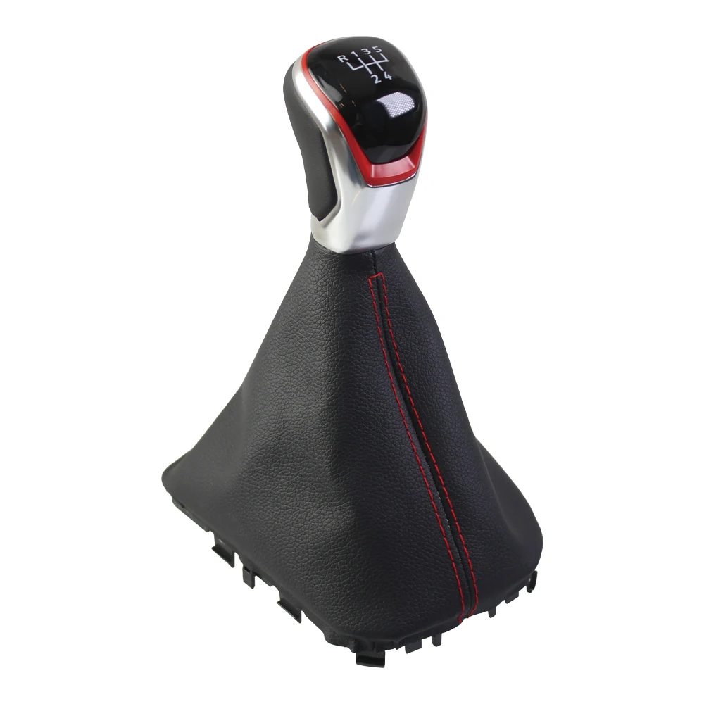 5 / 6 Speed Manual Gear Knob for SEAT For IBIZA For Mk5 6F 2017-2025 Red Artificial Leather Plastic Fitment OEM Code