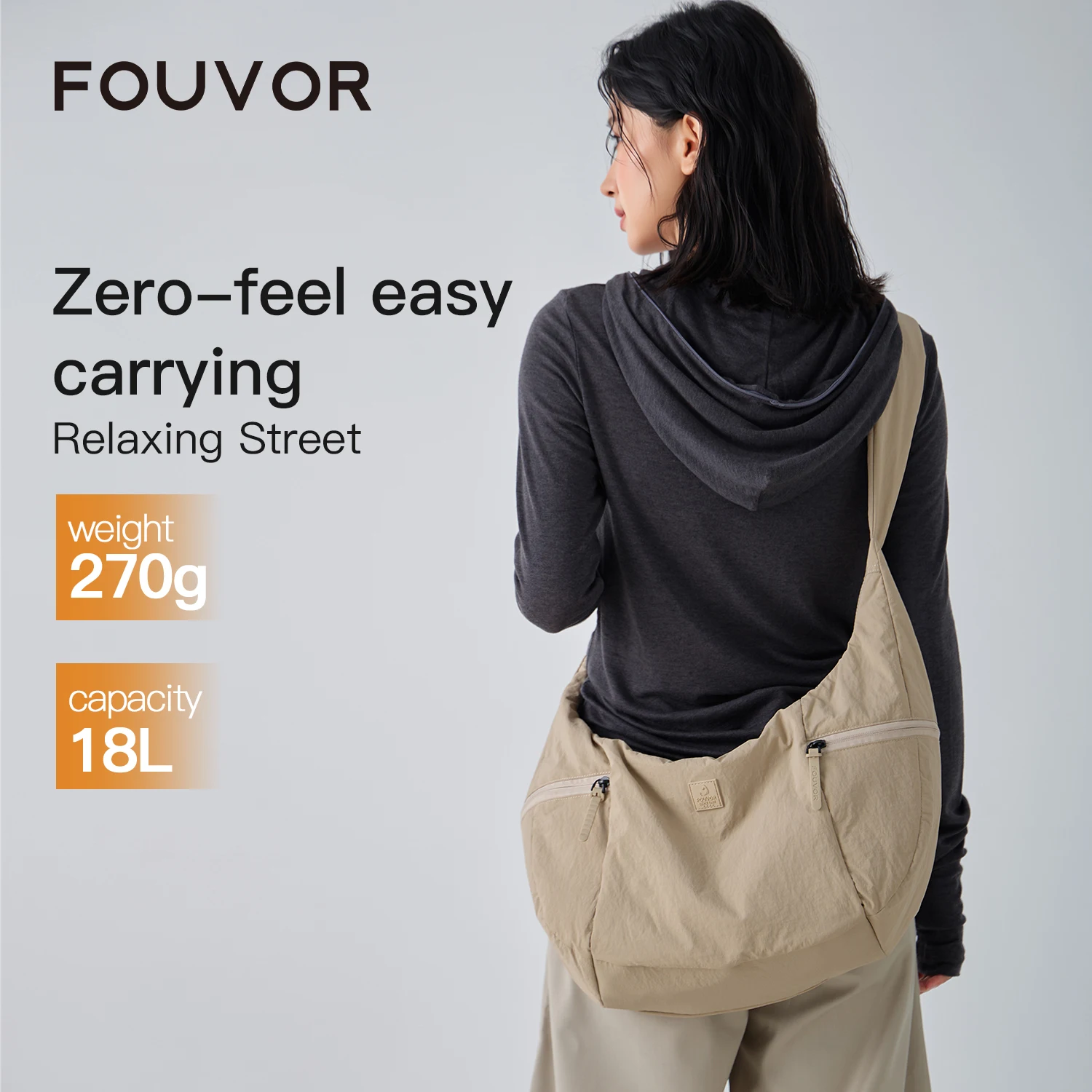 

Fouvor Women's Shoulder Bag Black Large Casual Sports Crossbody Bag 2025 Trend Nylon Canvas Fashion Light Messenger Bags 3071-17