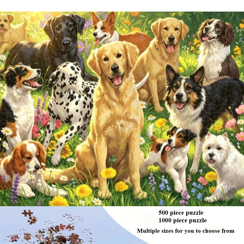 Adult Jigsaw Puzzle 1000 Pieces Puzzle Garden Dog Collection Paper Puzzle Decorative Painting Exercise Brain Thinking