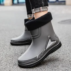 High-end Men's Rain Boots Mid-calf Waterproof Shoes Gardening Work Fishing Non-slip Rubber Shoes Outdoor Travel Riding Rain Boot