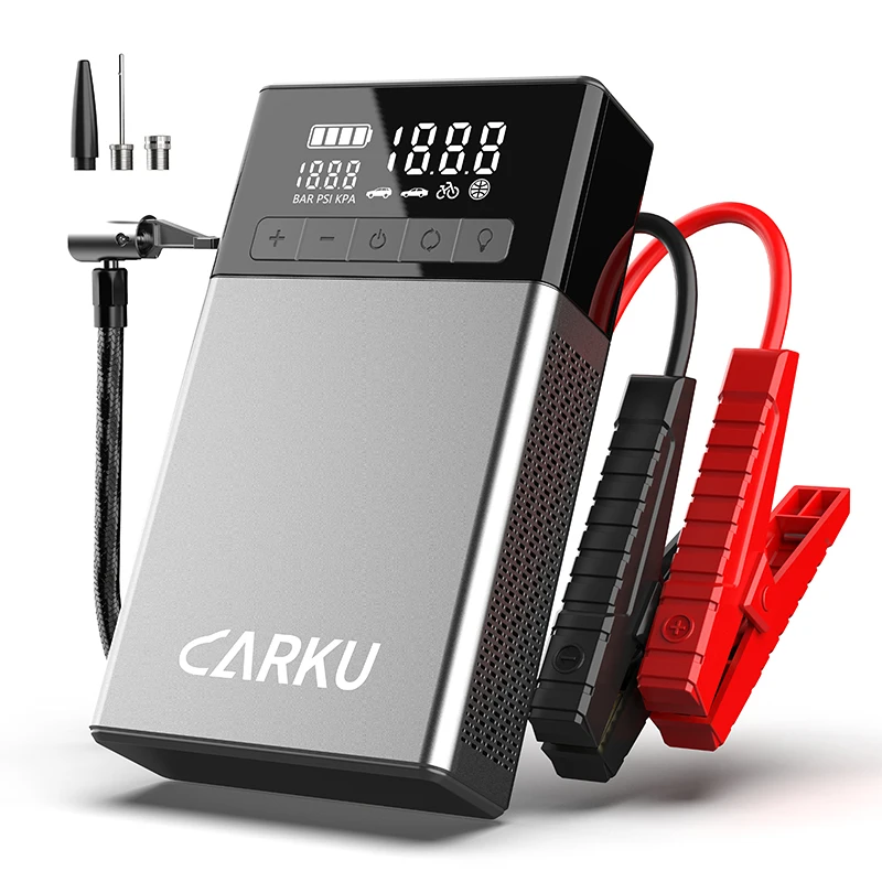 New Portable 2500A Multi-Function Best 12v Car Battery Jump Starter With Air Compressor Pump Tyre Inflator Power Bank Station