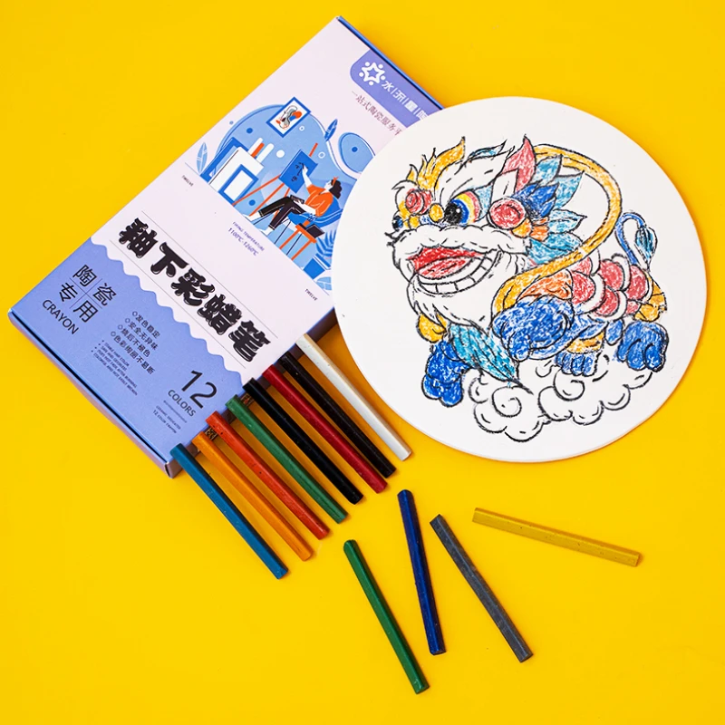 12-color Ceramic Coloring Crayon Set with Bright Colors, Safe and Non-toxic, Painting Coloring Pigments, Pottery Tools