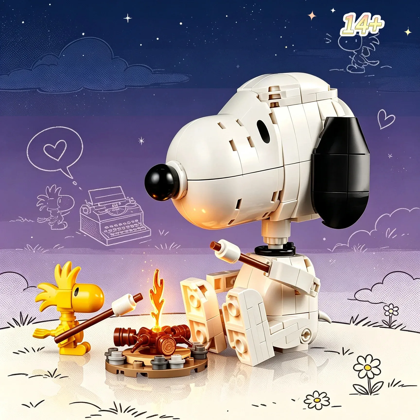 Blocos de construção Snoopy, casinha de cachorro vintage, 964 peças, modelo clássico para decoração, artesanato DIY, presentes exclusivos para adultos