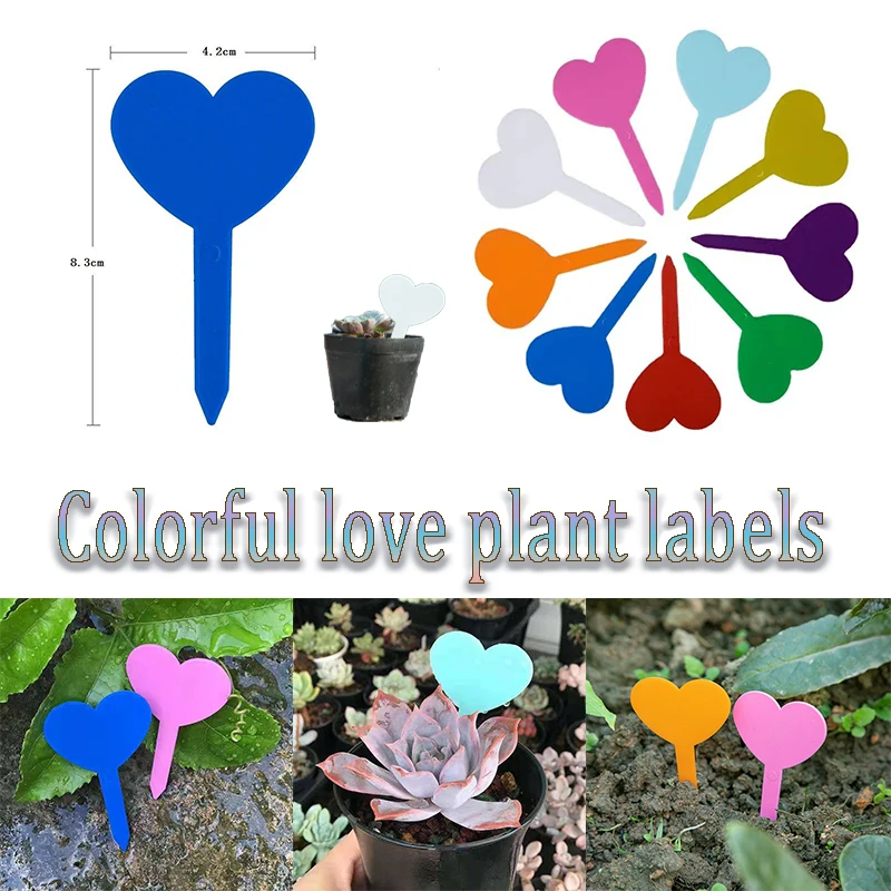 

100 Pcs Heart Shaped Plant Labels Gardening Succulent Plastic Labels For Flower Brand Gardening Labels Thickened Plant Labels