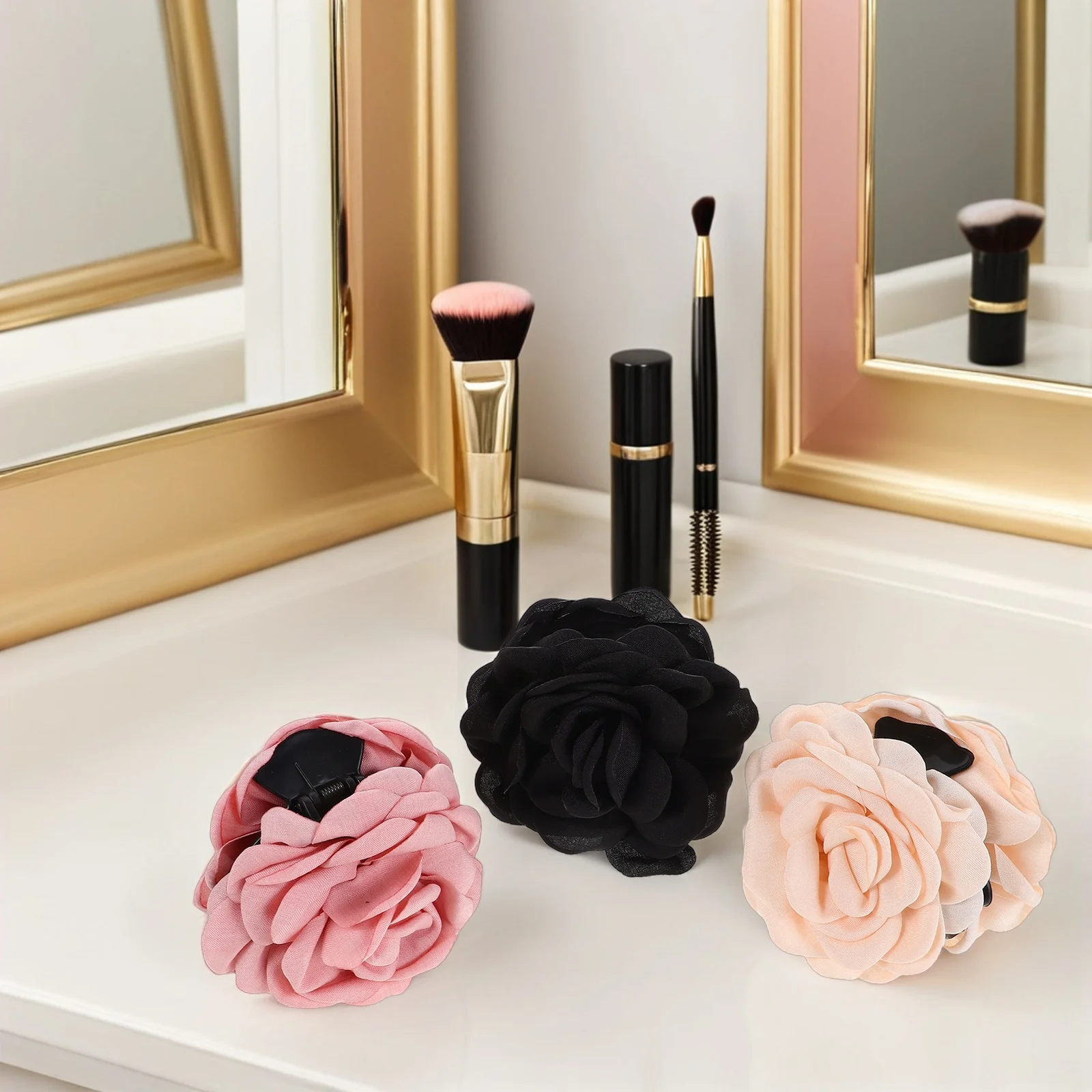 

3Pcs Large Rose Hair Clips Floral Claw Clips Lightweight Bridal Wedding Hair Accessories for Women Girls Vacation Supplies