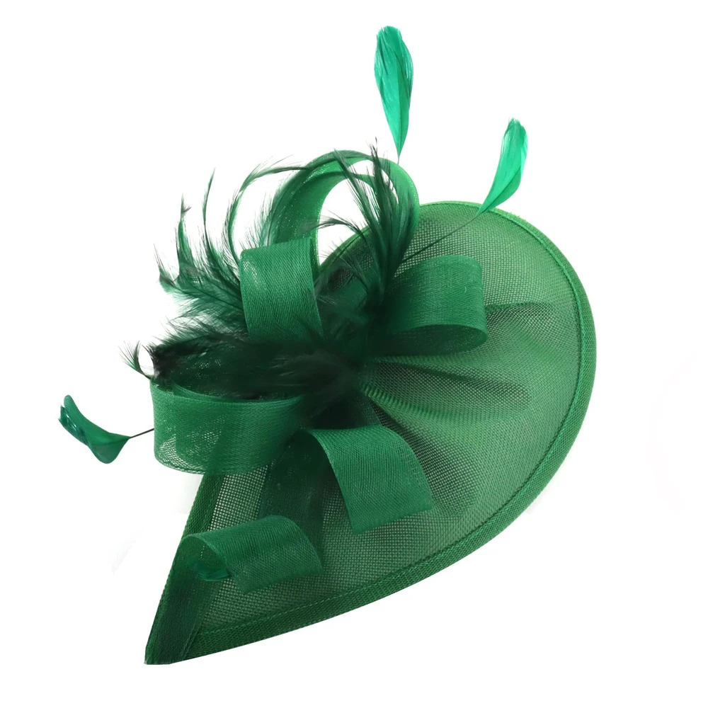 Neue Charmante Fascinator Feder Hochzeit Tropfen Mesh Hut Blume Braut Cocktail Tee Party Kopfbedeckung Frauen Hut Stirnband Haar Zubehör – Detail 2
