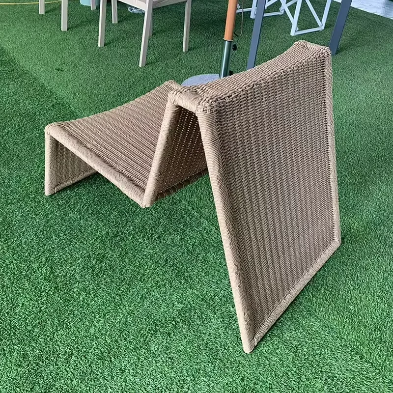 Custom Modern Outdoor Beach Chair with PE Rattan Garden Patio Metal Durable Chair for Courtyard or Hotel