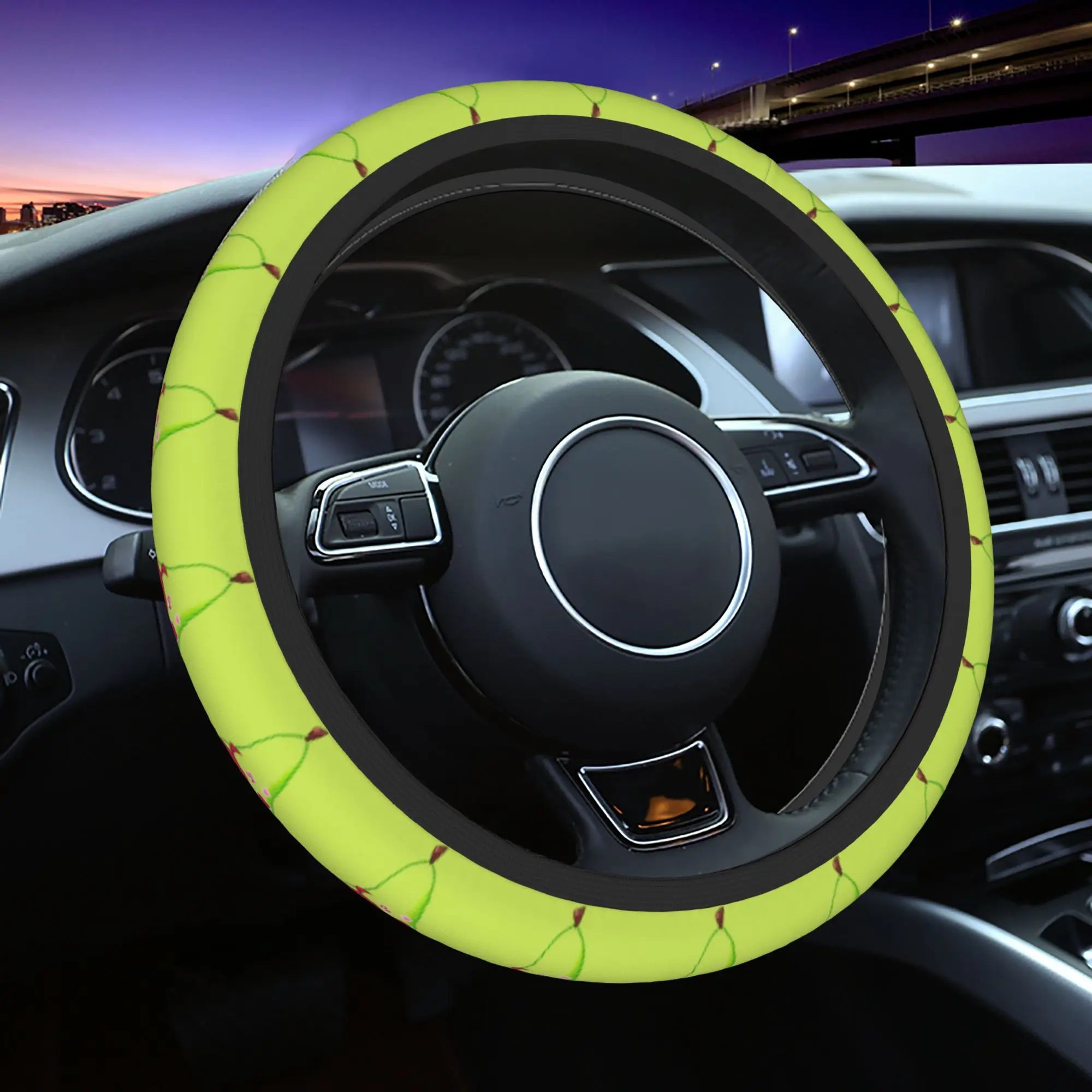 Pearto Creative Kasanes Expression Tetoes Car Steering Wheel Cover 37-38cm Universal Comfortable Funny Pear Auto Protector