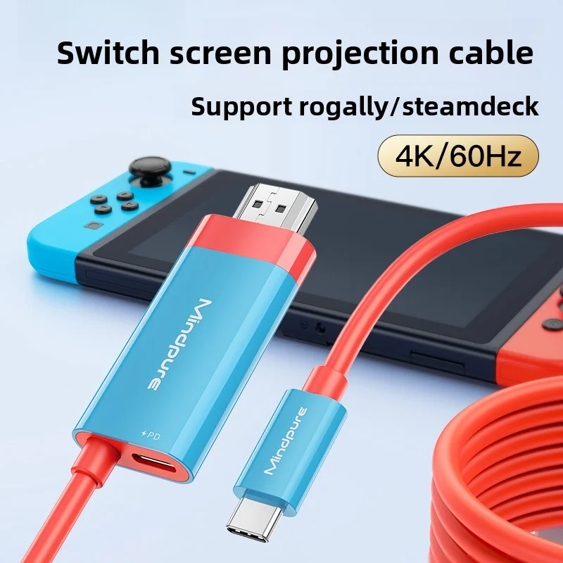 2M USB C to HDMI 4K Cable 100W PD Charging Portable Converter Type C to HDTV for TV Docking Steam Deck Laptop Phone Tablet