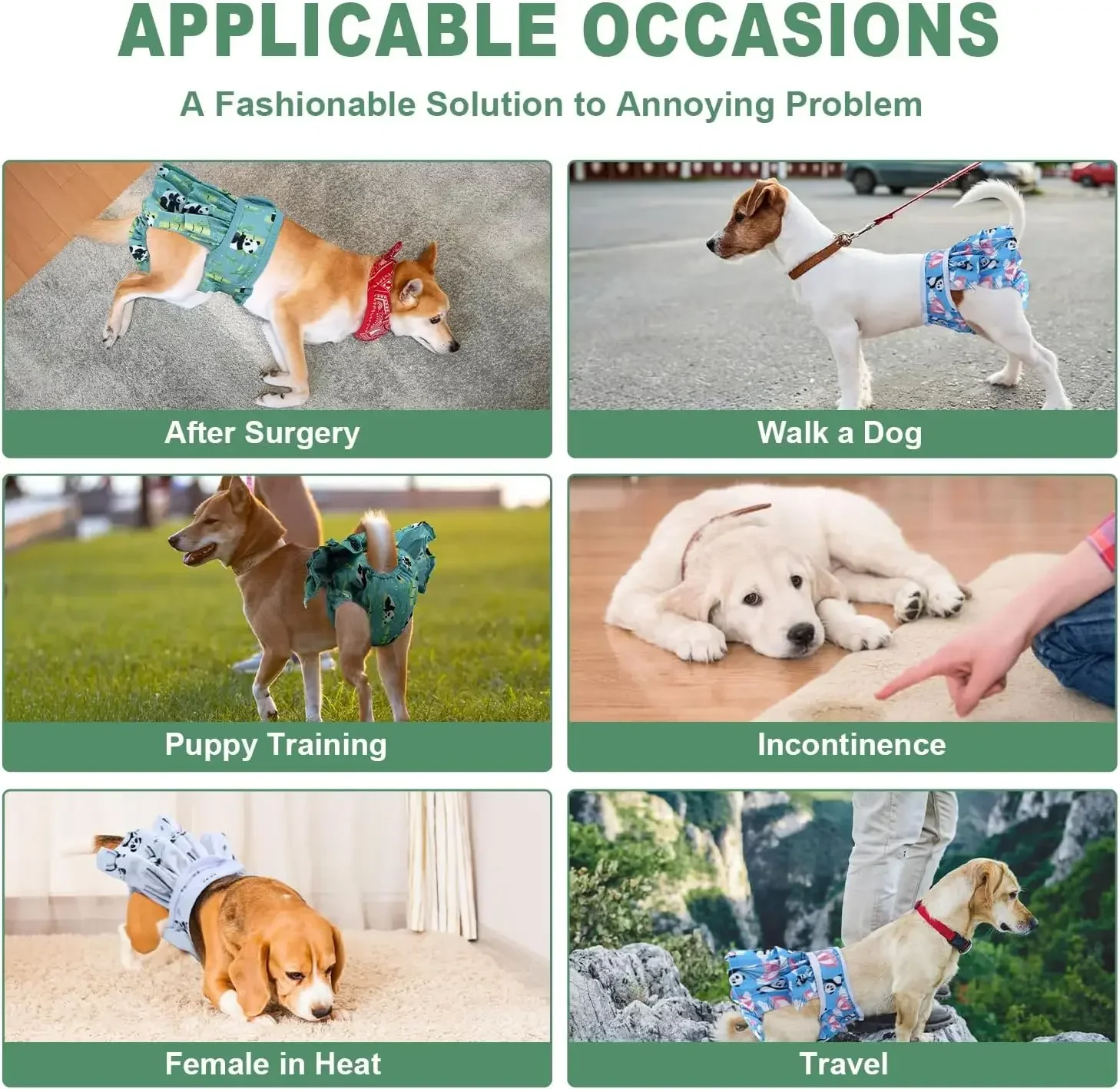 Pañales lavables para perros y mujeres, pañales reutilizables para cachorros Doogie en el calor, pañales para perros femeninos altamente absorbentes para incontinencia del calor de mascotas