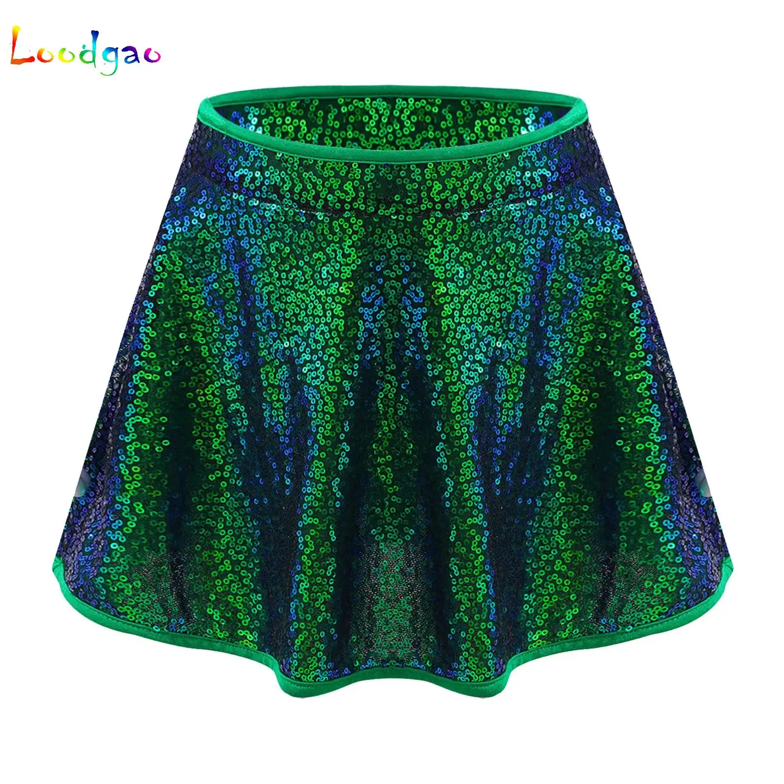 

Kids Skirt Girl Shiny Sequins Built-in Briefs Dance Skirt Children Jazz Dance Costume Top Performance Dancewear Hip Hop Clothes