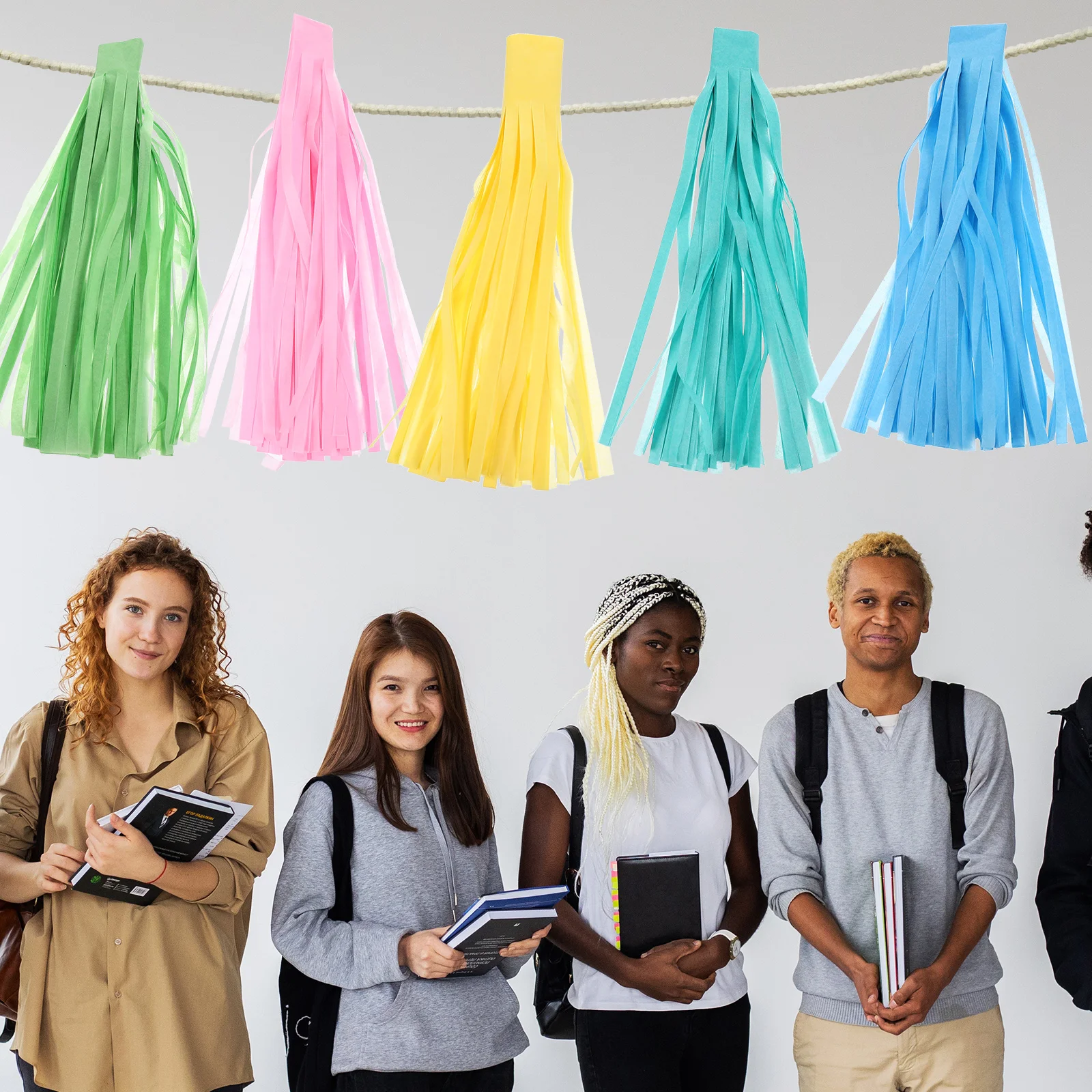 

6 Sets Colorful Paper Tassel Hanging Decorations For Party Wedding Birthday Celebration Tassel Garlands Banner Ornaments