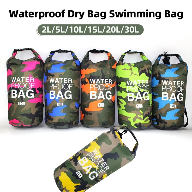 2-30L Waterproof Dry Storage Bag, Unisex Outdoor Waterproof Backpack, Foldable Dry Bag for Swimming Boating Camping Hiking