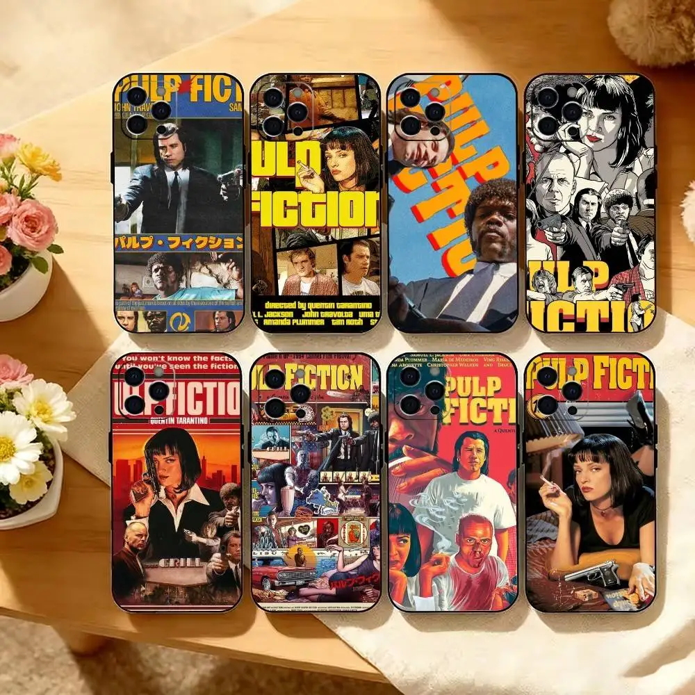 P-Pulp F-Fiction Movie Phone Case For iPhone 17, 16,15,14,13,12,11 Plus,Pro Max, Others Soft Black Cover
