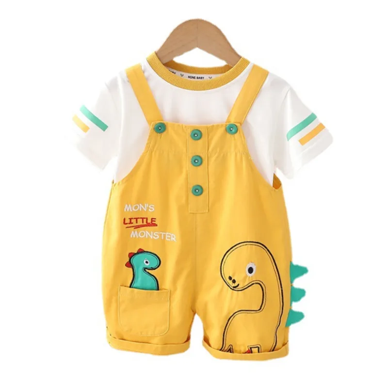 2025 New Summer Baby Boys Clothes Children T-Shirt Overalls 2Pcs/Sets Toddler Outfits Infant Casual Costume Kids Tracksuits