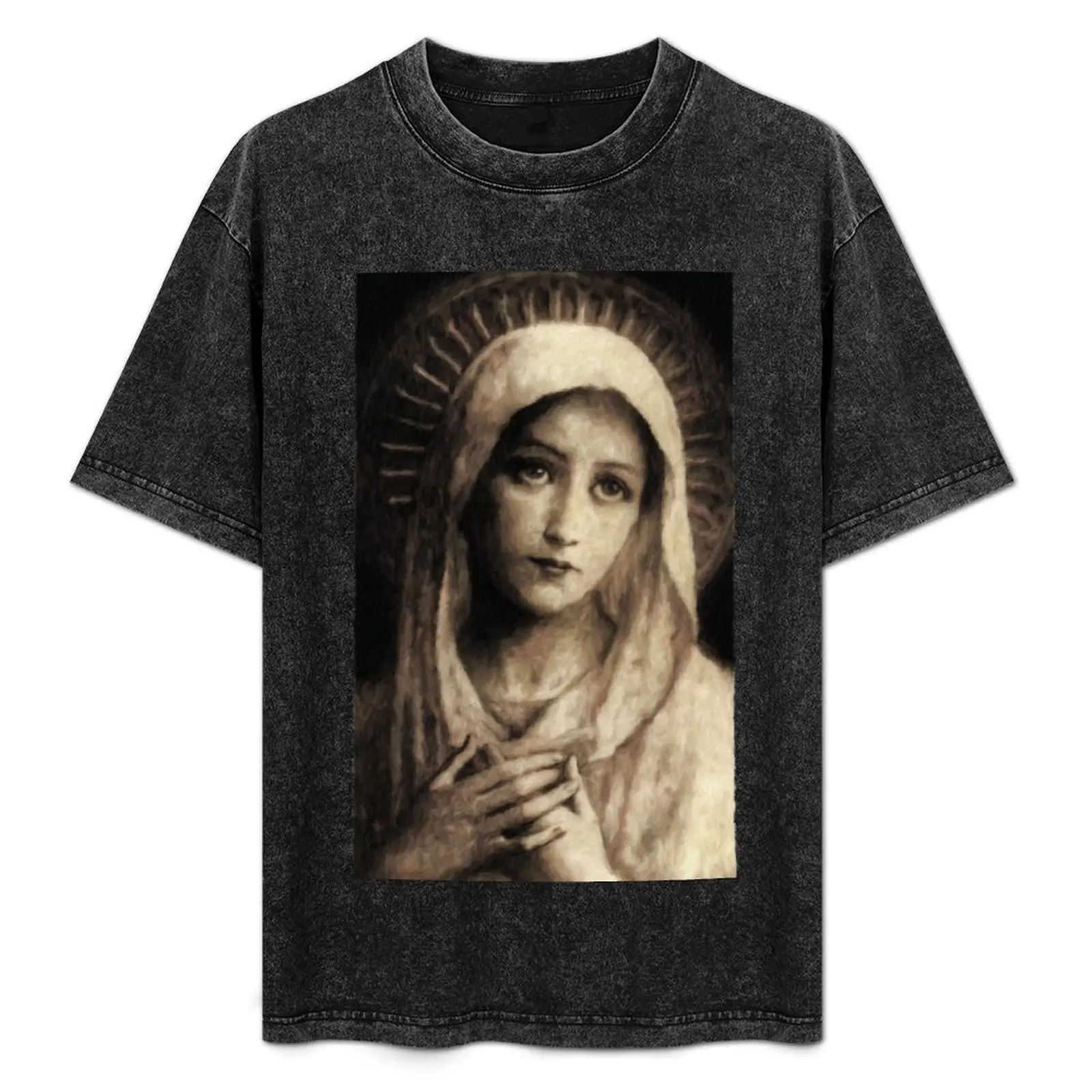 

Vintage Virgin Mary Painting T-Shirt Casual Trendy Short Sleeve T-Shirt
