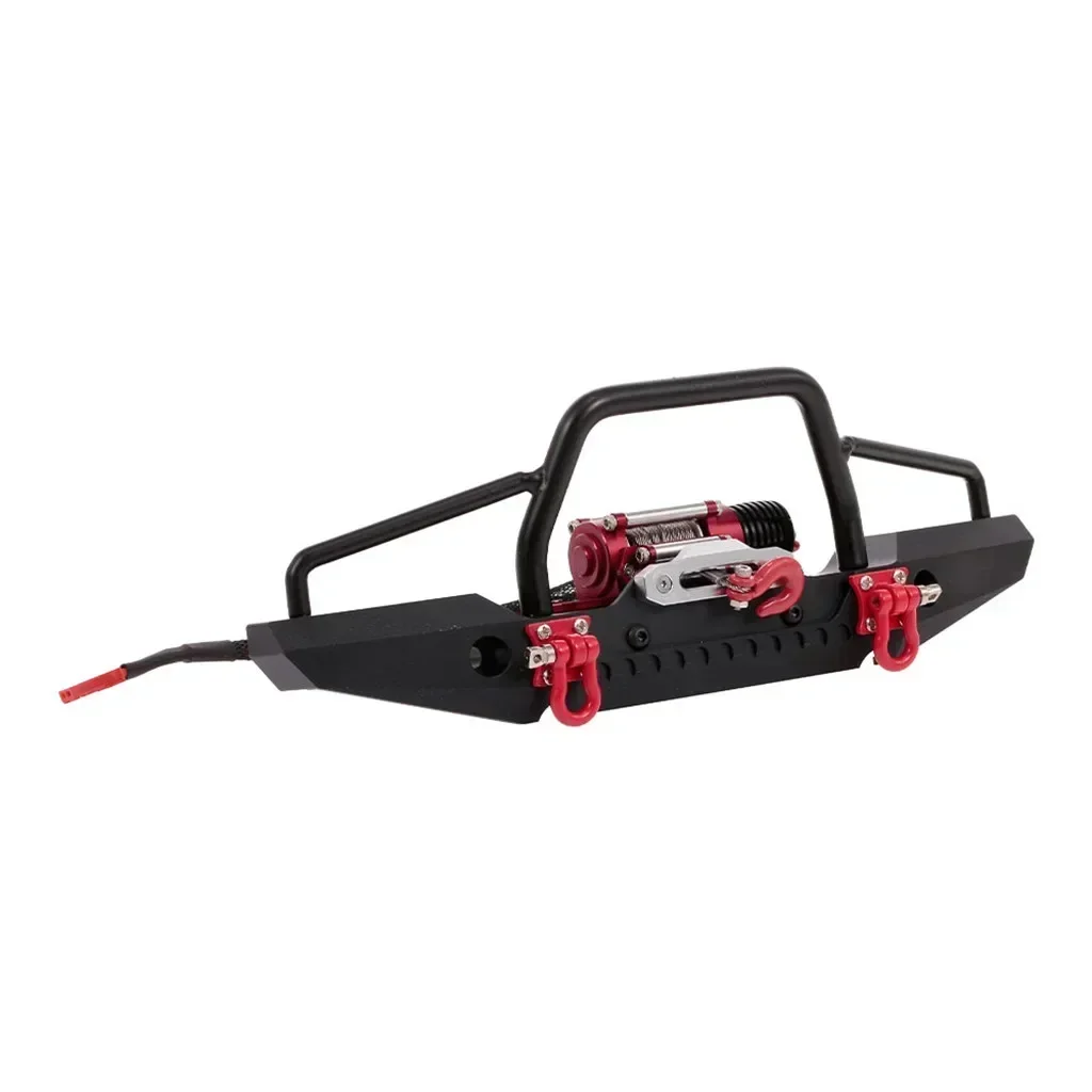 윈치 2 LED 라이트 리모컨 수신기가 있는 범퍼 메탈 (TRX-4 TRX4 Trxs Axial SCX10 RC 크롤러 자동차 부품용)