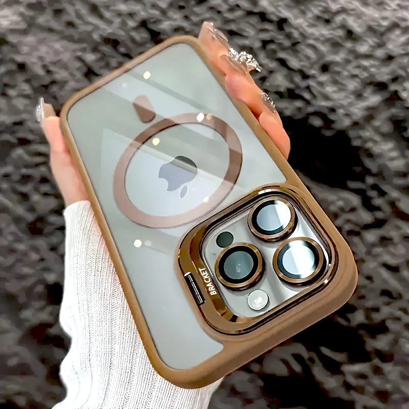 Transparent Case For iPhone 17 Air 16 15 14 13 12 11 Pro Max 16Pro iPhone16 Magsafe Wireless Charge Stand Holder Lens Cover on - náhled 2