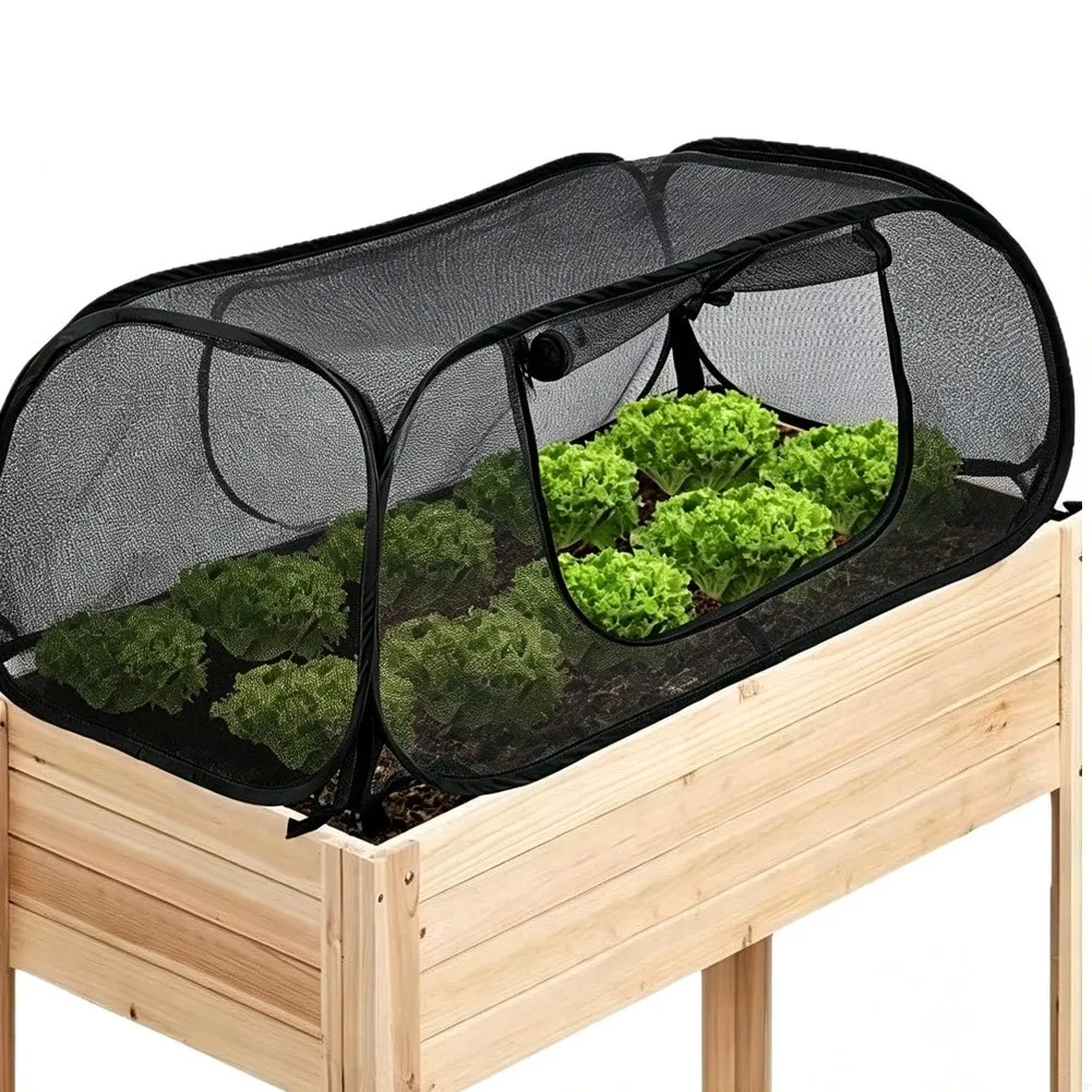 115*55*45cm Mesh Raised Garden Bed Cover With Stakes For Plant Vegetable Flower Ground Stakes Mesh Plant Cage Flower Beds