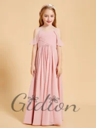 Floor-Length Chiffon Junior Bridesmaid Dress For Kids Birthday Evening Party Wedding Ceremony Banquet Prom Event Ball Pageant