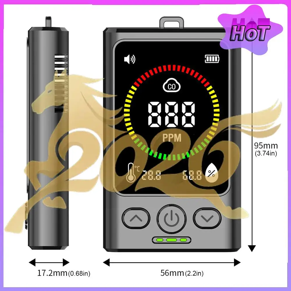 

3-in-1 Carbon Monoxide Detector Rechargeable CO Detector with LCD Display Temp Humidity Monitor for Travel Camping RV