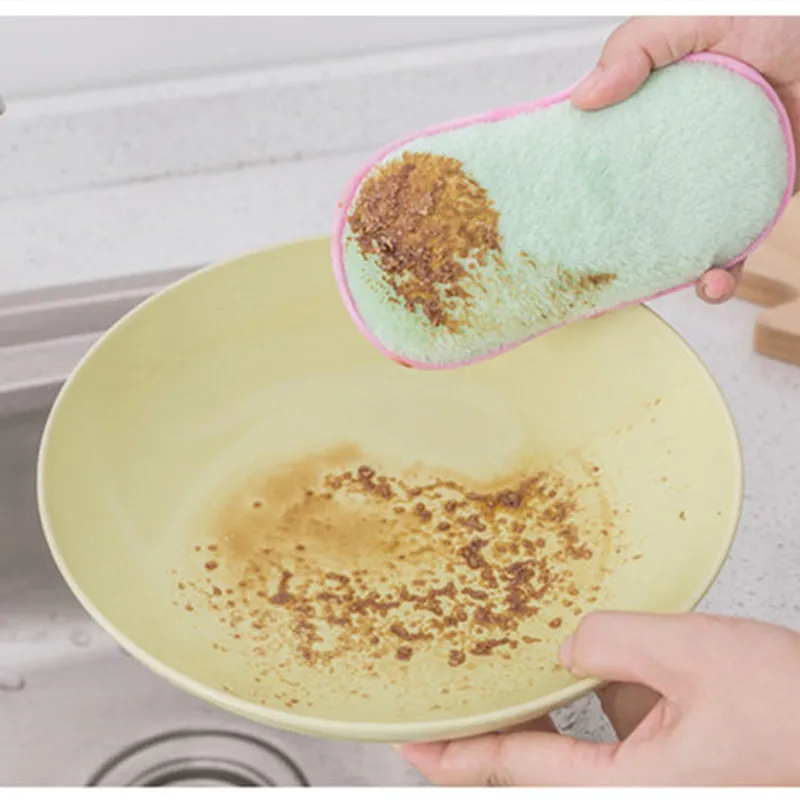 Kitchen Bamboo Fiber Cleaning Cloths Double Sided Antibacterial Dishcloths Washing Dish Towel Scrubbing Sponges Washing Dish