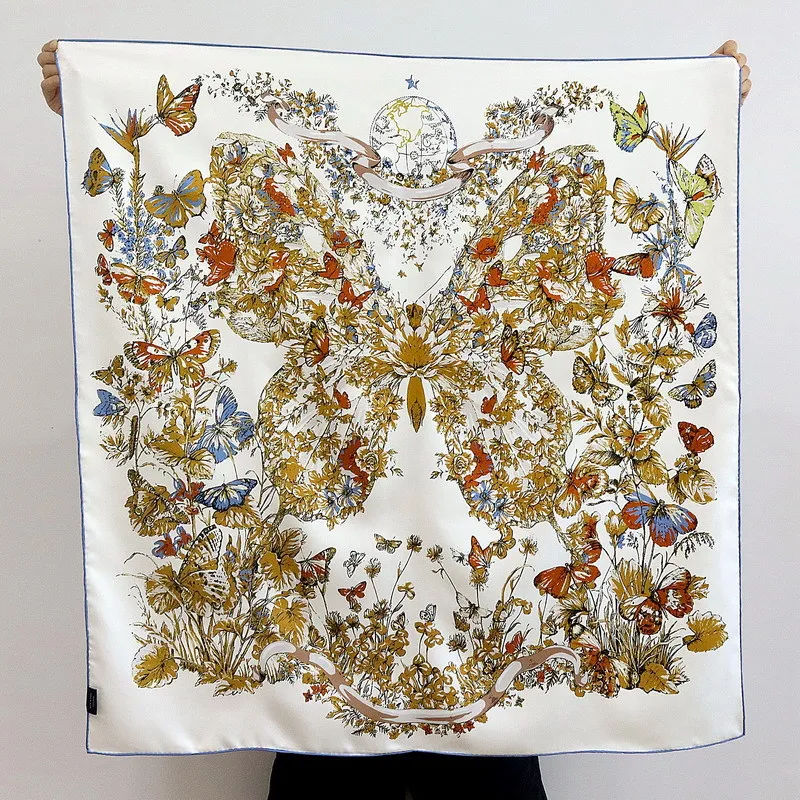 90 سنتيمتر وشاح حريري المرأة ساحة عصابات الحجاب الفاخرة المصممين حك الأوشحة لحقيبة رئيس الرقبة اكسسوارات عيد الميلاد الأم هدية #4