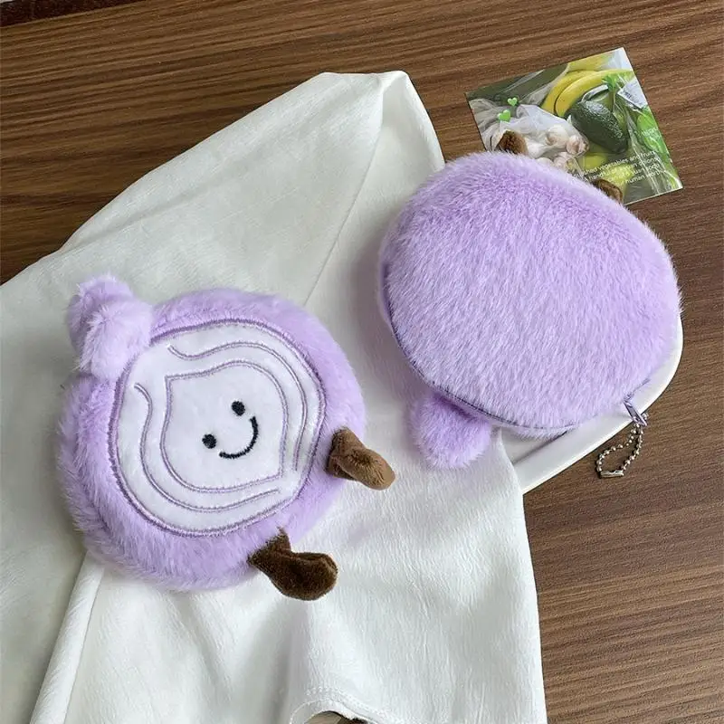 Lindo cebolla de peluche monedero colgante llavero Kawaii dibujos animados simulación creativa cebolla bolsa de almacenamiento varios dijes cartera