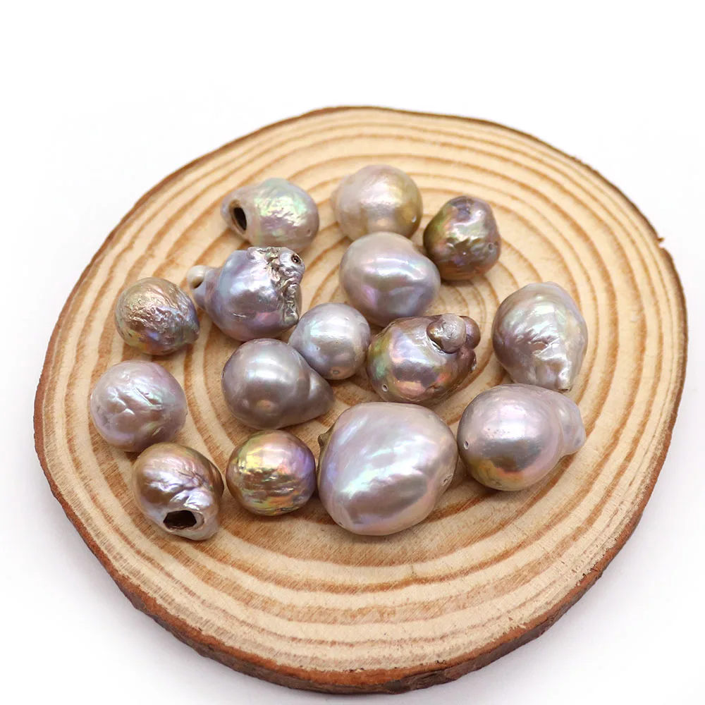 Creative Unique Natural Freshwater Loose Beads Light Purple Irregular Edison Straight-Hole Pearls DIY Charm Jewelry Accessories
