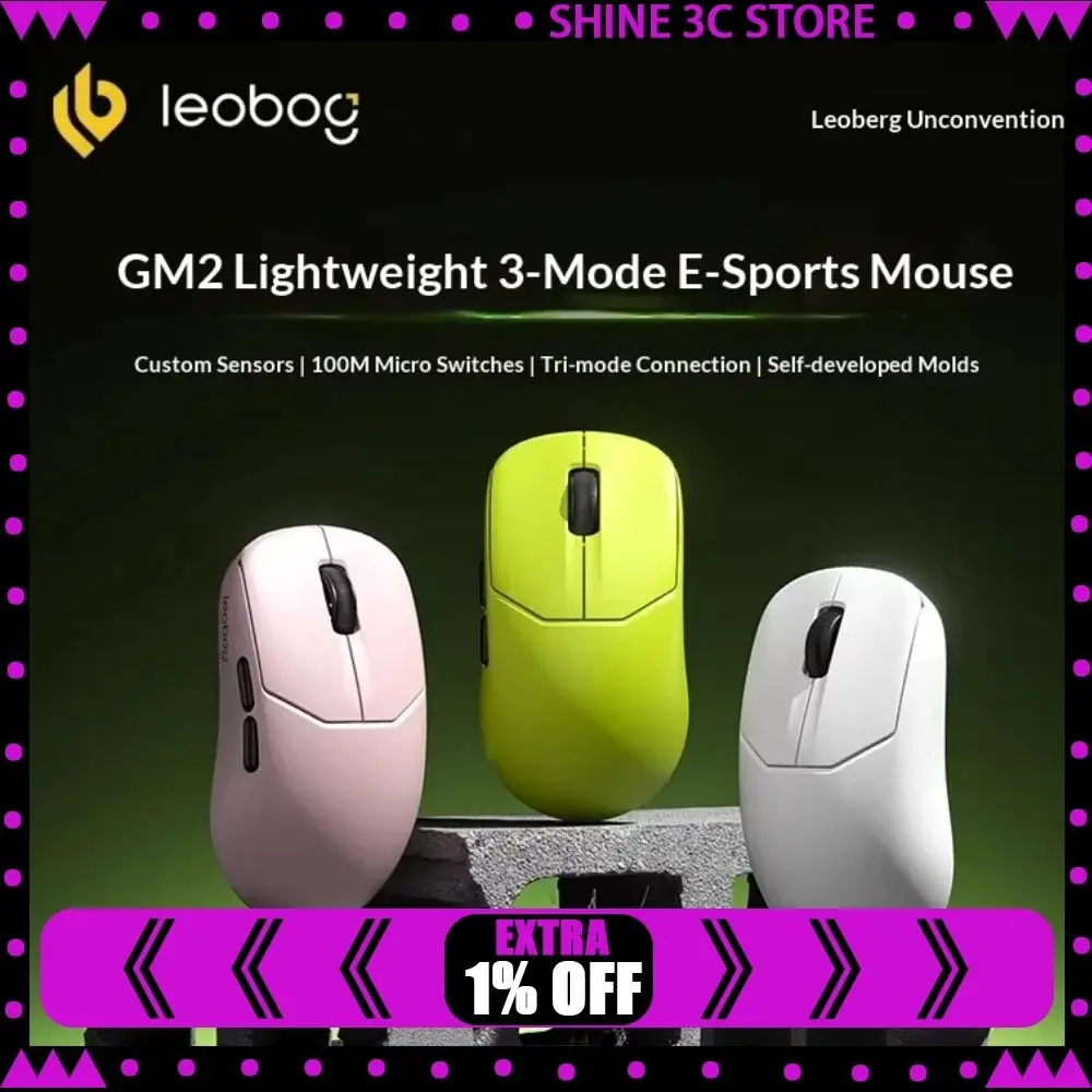 

LEOBOG GM2 Pro Mouse GM2 Bluetooth Wireless Mouse 3mode Light Weight Gamer Mouse Low Latency 500mAh For FPS Esgo Valorant Gift