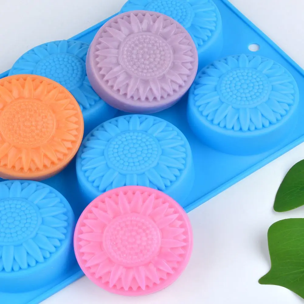 6 Cavities Creative Flower Shaped Silicone DIY Handmade Soap Mold Fondant Cake Decorating Candle Mold Pudding Candy Mold