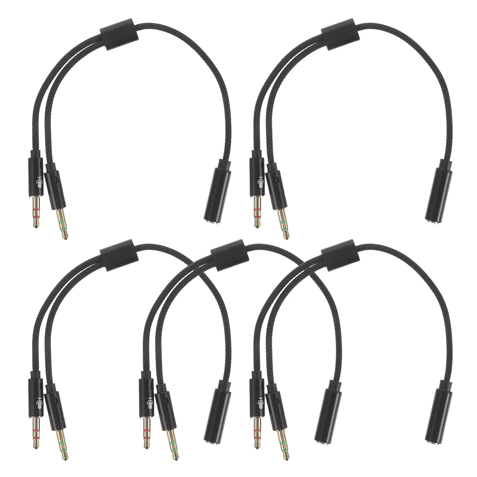 5Pcs 3.5mm Female to Male Microphone and Headphone Adapter Y Splitter Cable for Pc Laptop Gaming Streaming Broadcast Online