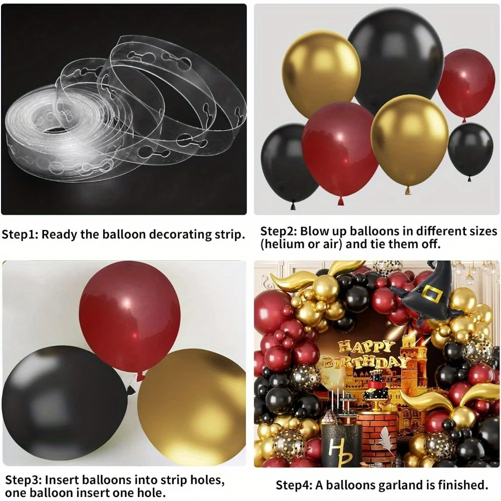 112-teiliges Magische Schule Ballonbogen-Set, Magischer Hut Aluminiumfolienballon, Magisches Themen-Birthday-Party-Set, Halloween, Abschlusssaison – Detail 4