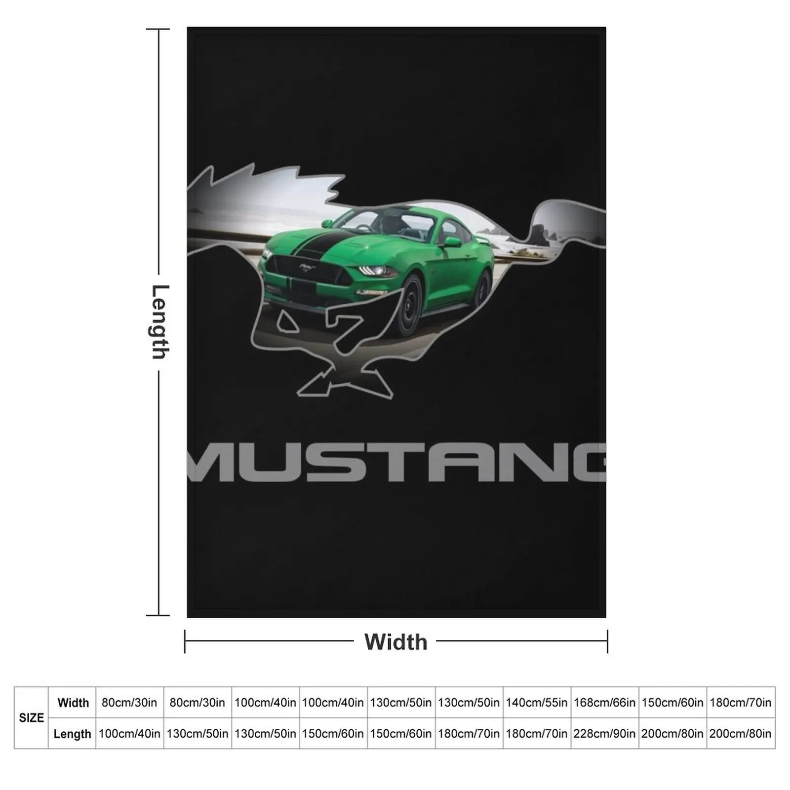 Ford Mustang GT Logo Emblem Design (Green on Black) Throw Blanket Polar For Sofa Thin Retros Flannels Blankets