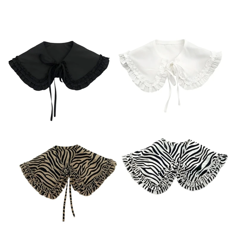 N7YF Effortless Neckline Embellishment Multi Ruffle Design Comfortable Cotton Daily Wear Accessory