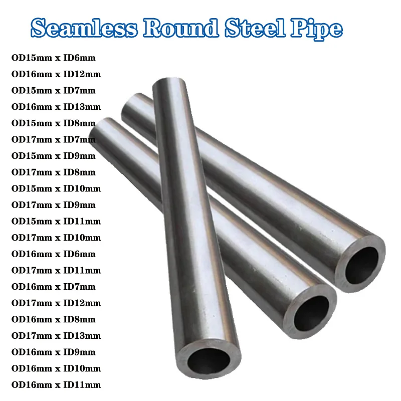 1Pc Length 495mm Iron Tube Precision Seamless Hollow Round Carbon Steel Pipe LM Shaft OD 15/16/17mm ID 6/7/8/9/10/11/12/13mm