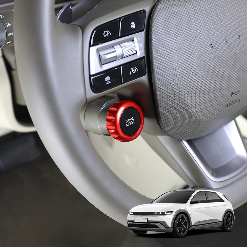 

1PCS Aluminum Red Blue Black Interior Steering Wheel Rotation Knob Ring Cover Trim Cover For Hyundai IONIQ 5 2025 PE Accessories