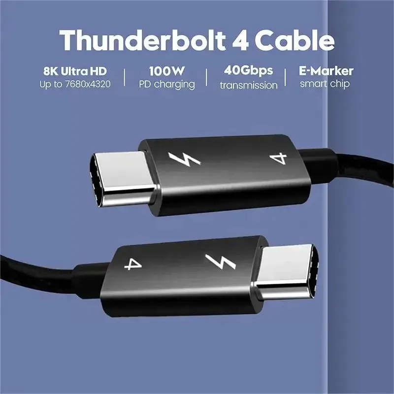 Thunderbolt 4 coaxial Cable 8K60Hz 40Gbps Data PD 100W Compatible Thunderbolt 3 USB 4.0 USB3.1 3.0 Type C Cable for Macbook pro