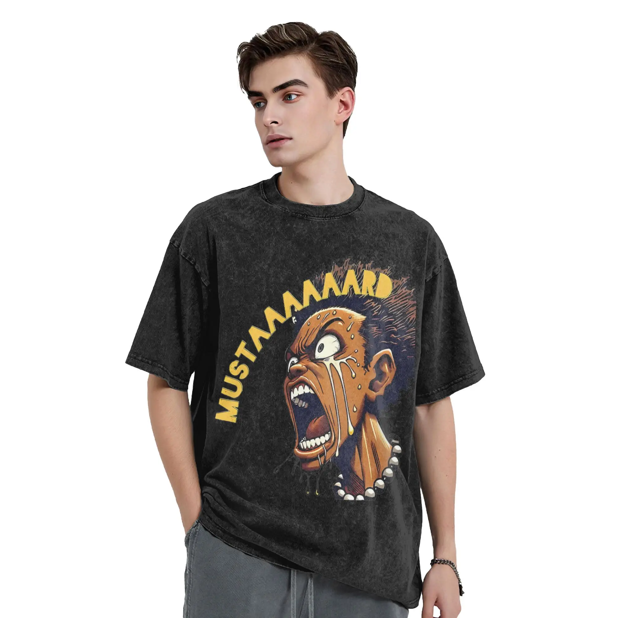 Kendrick Lamar Mustard hip hop rapper meme T Shirt Washed Short Sleeve Oversize T-Shirts Men Women Streetwear Summer Tees