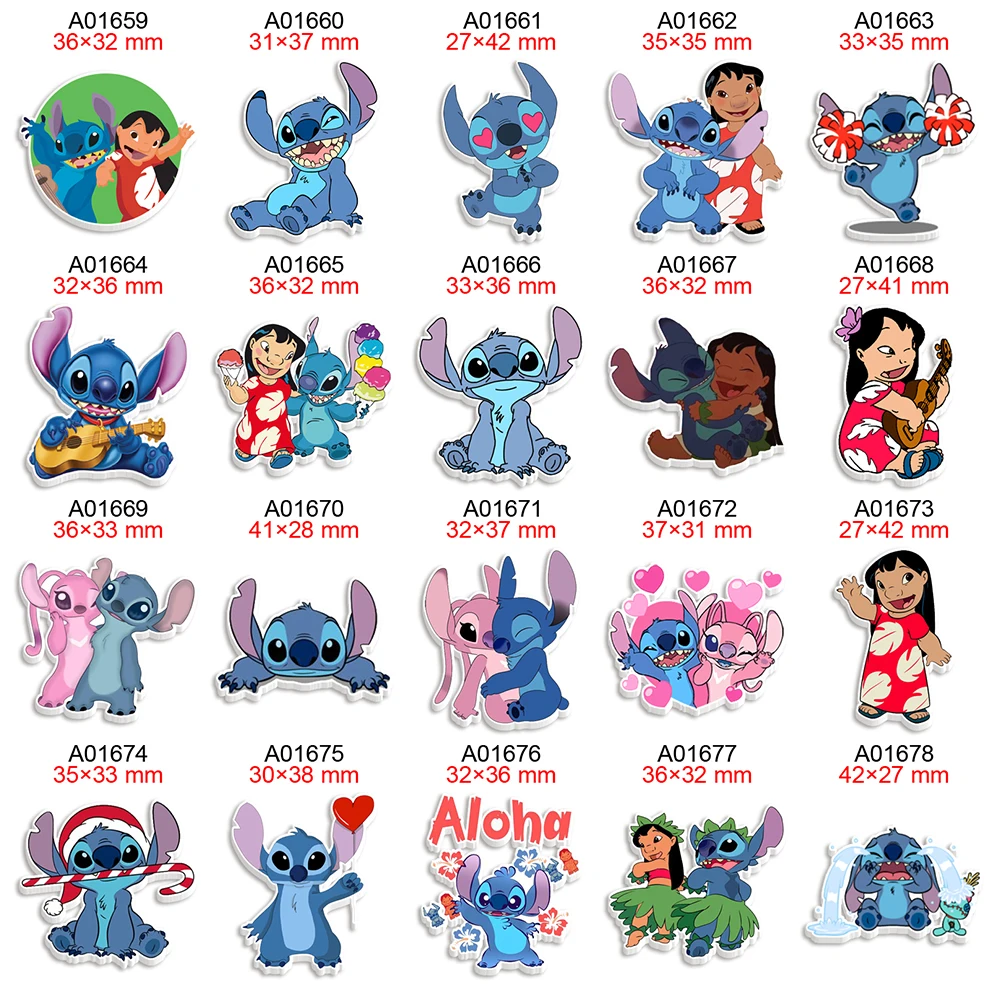 

Acrylic Keychain Charms Disney Stitch Printed Cartoon Planar Resin Flatback