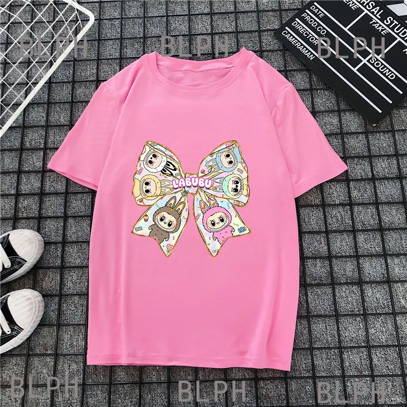 

Labubu Cotton Parent-child T-shirt, A Family Of Three, Summer Clothes, Cute Men And Girls 'jackets, Short-sleeved