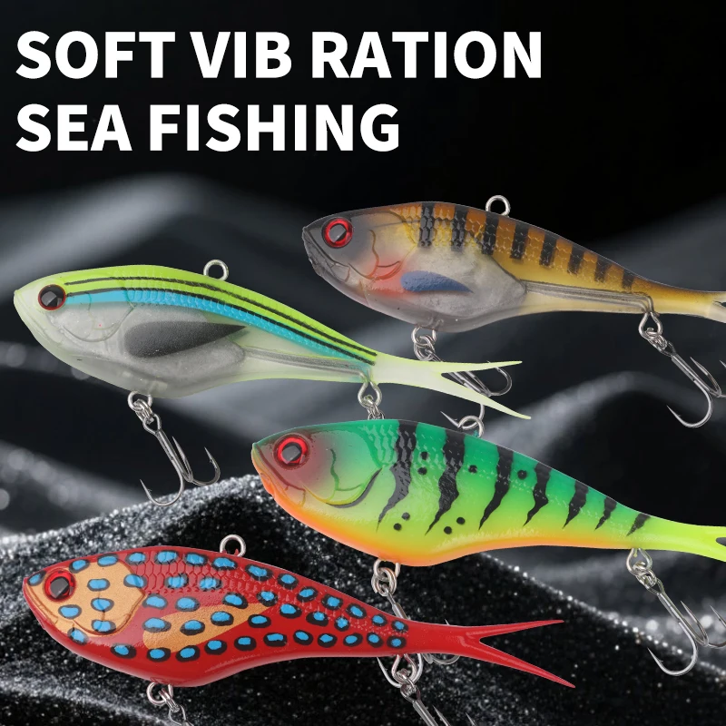 

60g 13cm Saltwater Sea Sinking Split Tail Vib Lead Sinker Inside Vibra With Assist Hook Soft Fishing Lure Bait