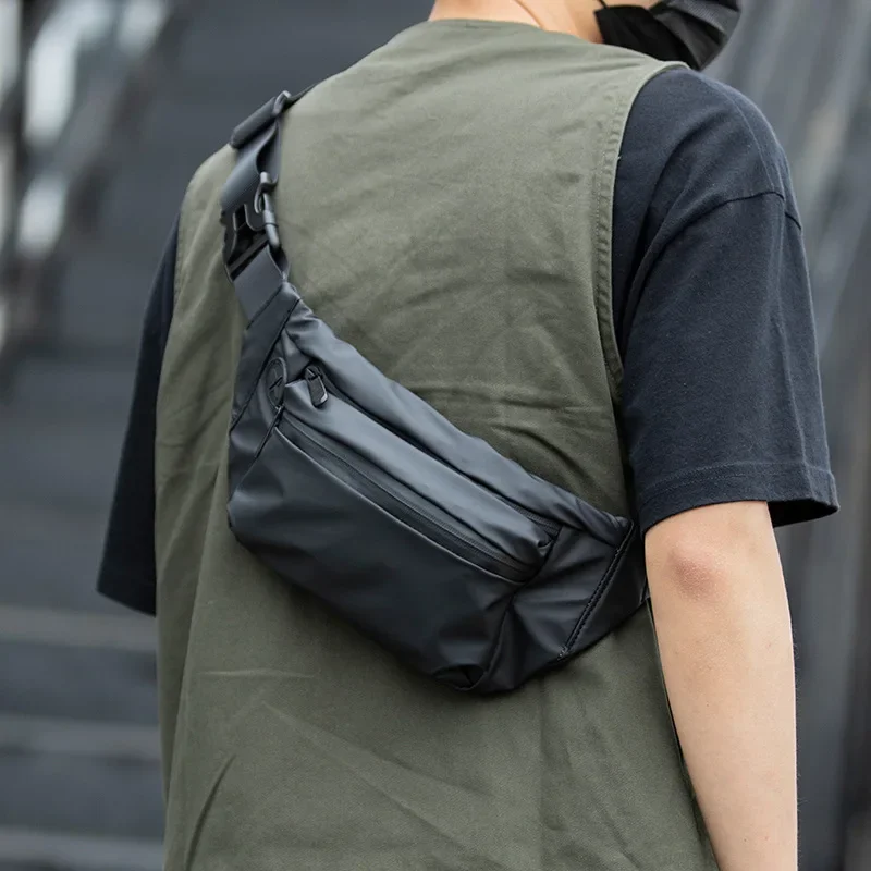 One shoulder crossbody bag, trendy travel bag, zipper waterproof men's chest bag