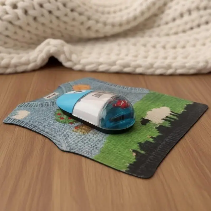 1 Pcs Desk Anti-Slip Sweater Mouse Mat Simulated Printing Knitted Sweater Mouse Pad Cute Cartoon Keyboard Mice Mat