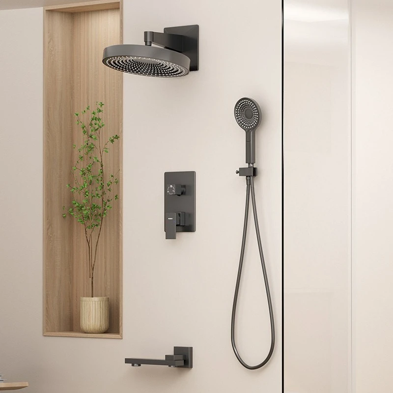 Wall Mounted Concealed Cold Hot Water Showerhead Thickened Easy Clean Durable Shower Trim System Convenient Bathroom Fixture