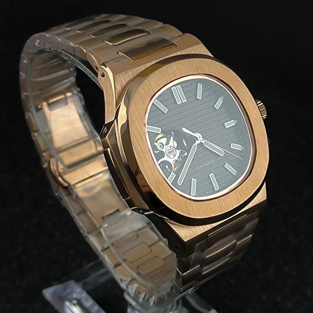 NH38 Men's Watch 40mm Stainless Steel Automatic Mechanical Watch Customized LOGO Hollow Watch Suitable for NH38 Movement view 3