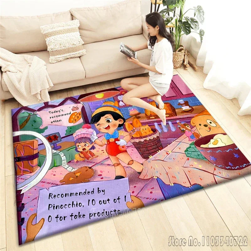  Pinocchio Baby Rug Carpets 80x120cm Decor for Bathroom Kids Floor Mat Living Room Children's Bedroom Sofa