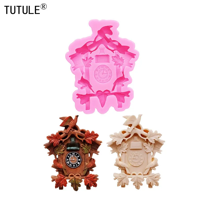 3D cuckoo clock resin Clay decorations Drip Silicone molds Big cuckoo clock keychain Silicone Mold Chocolate fondant Cake Mould