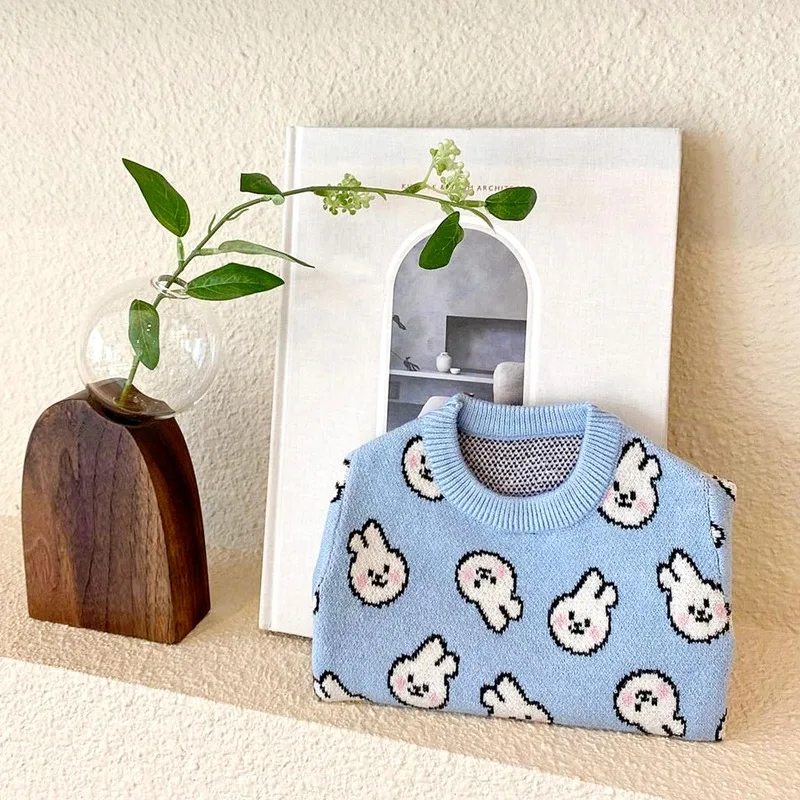 Fashion Rabbit Pattern Dog Clothes Pet Sweater Autumn and Winter Teddy Warm Knit Sweater for Small Dogs Casual